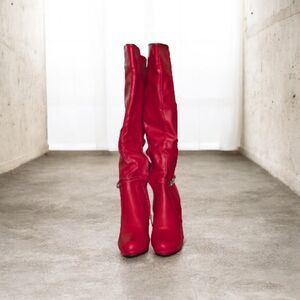 Red Knee-High Women's Boots